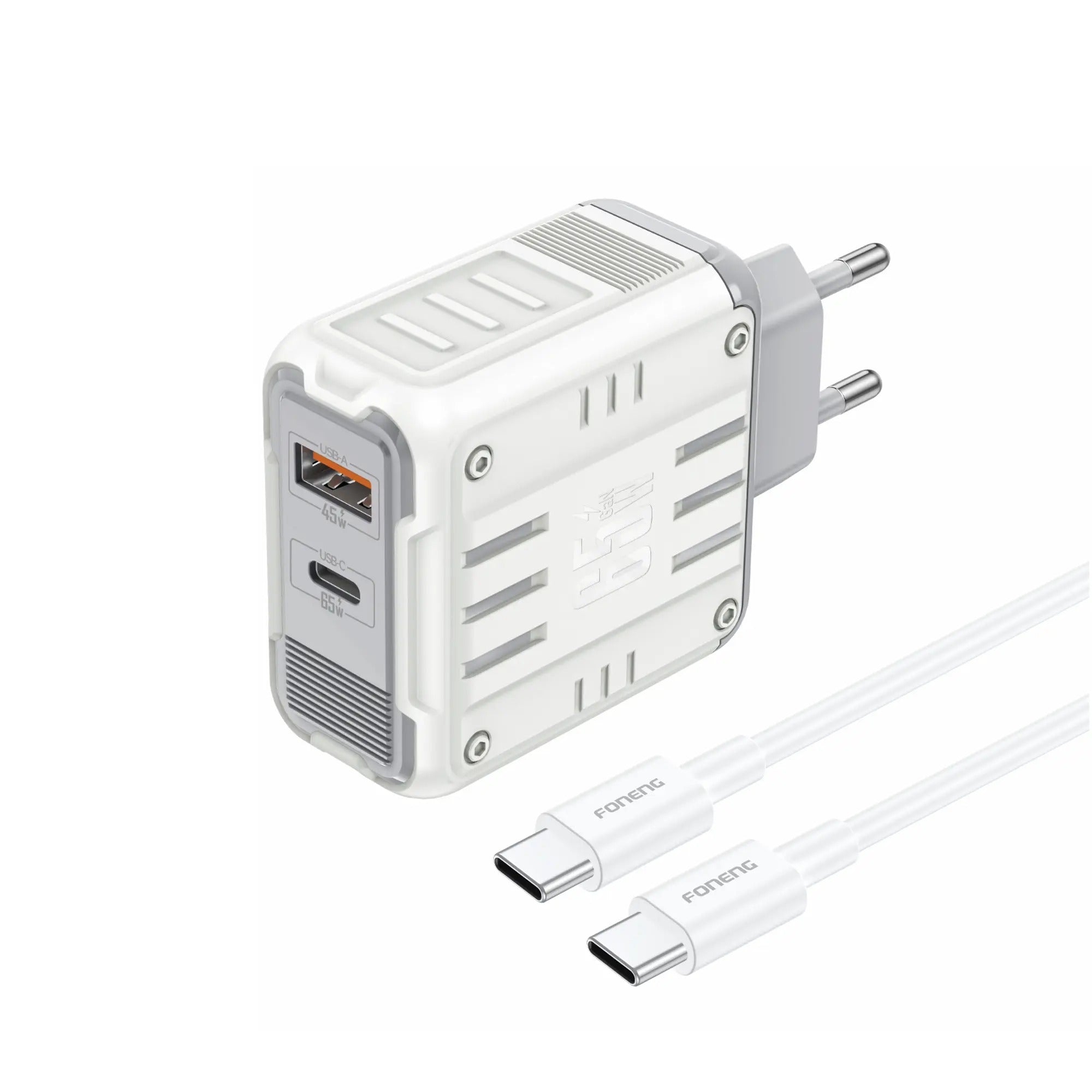 FONENG 65W GaN30 Wall Super Fast Charger Adapter With Type-C to Type-C Cable PPS/QC3/-USBC