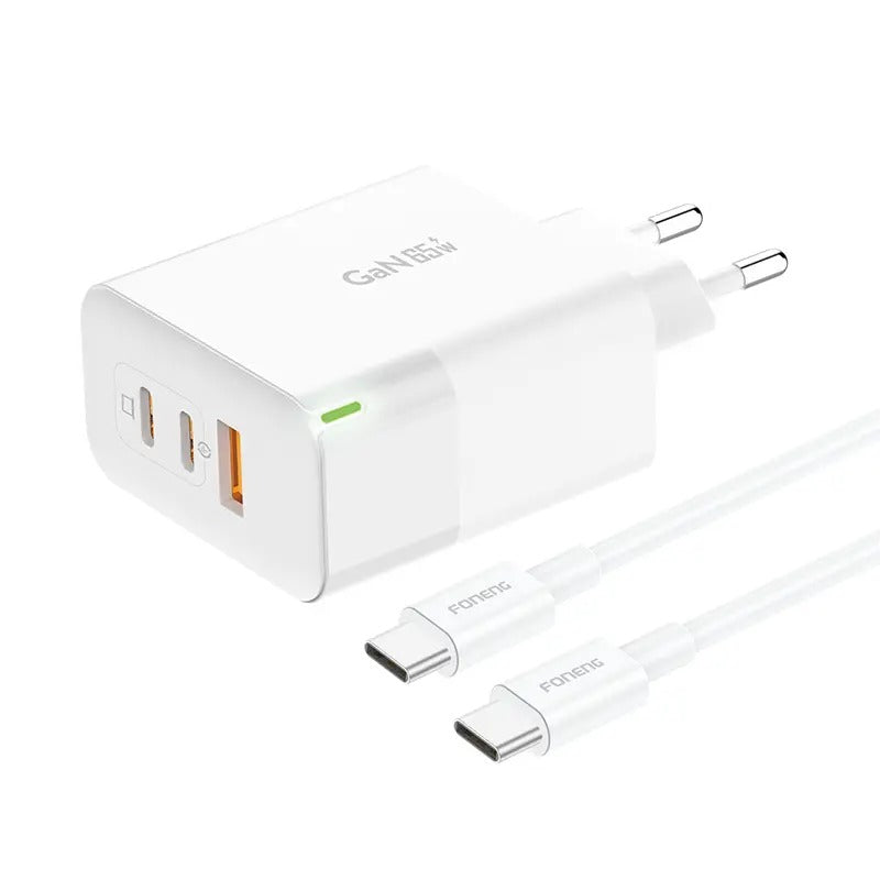 FONENG 65W GaN65 Wall Super Fast Charger Adapter With Type-C to Type-C Cable PPS/QC3/-USBC