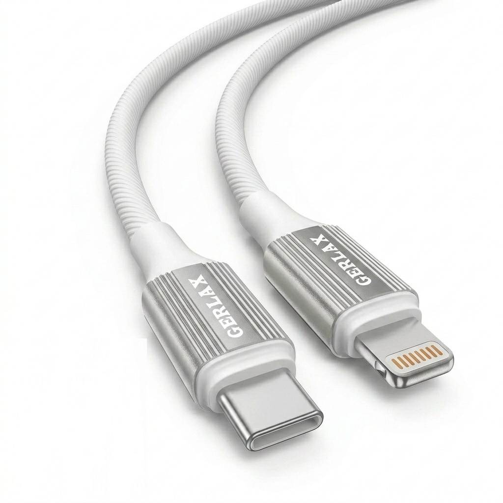 Gerlax L51PL Fast Charging Cable (1M) | 30W | USB-C to Lightning | Reinforced Metal Connector | Soft Silicone | QC 3.0 | Heavy-Duty Design