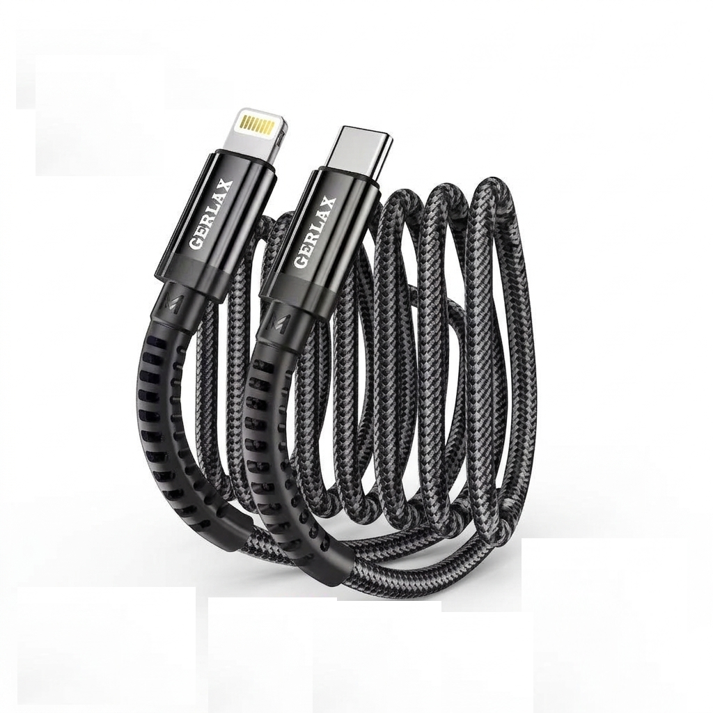 Gerlax GD-L14PL2 USB-C to Lightning Fast Charging & Sync Nylon Braided Cable – 30W | 2M | PD Fast Charge