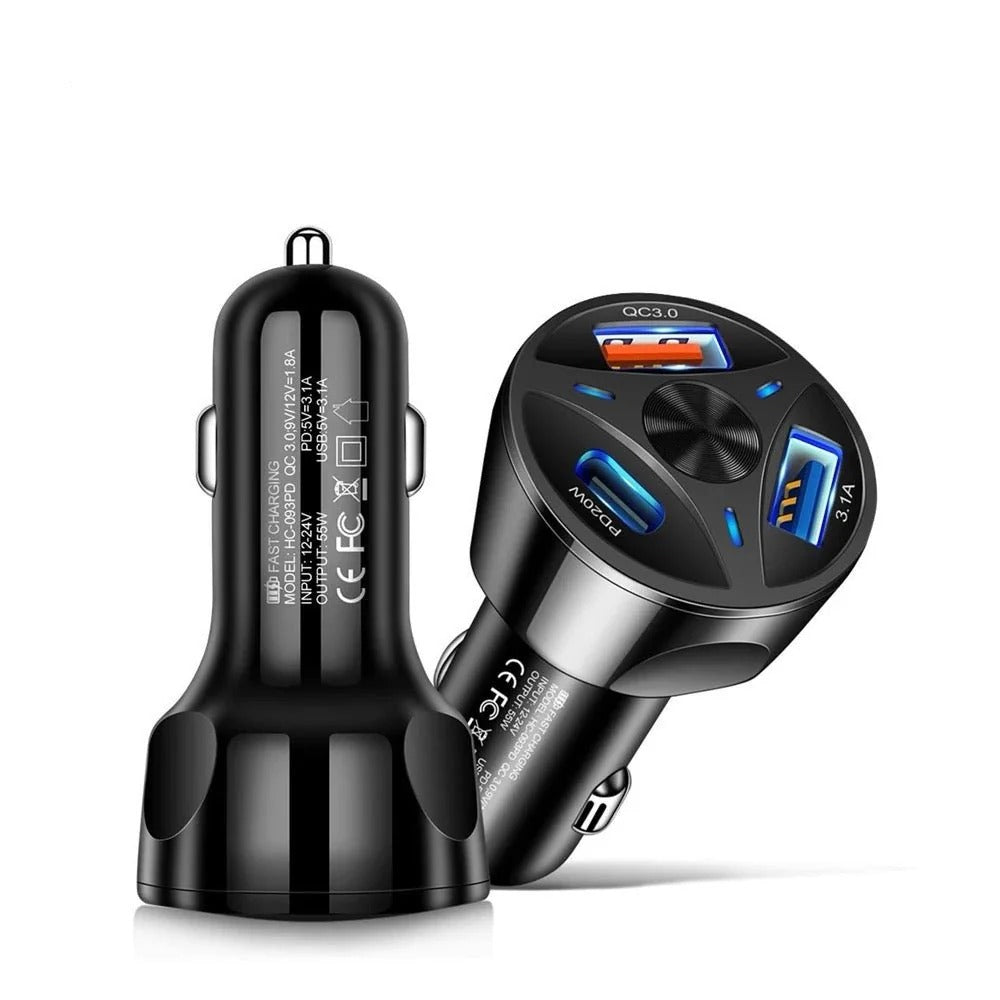 3 Port Car Charger Adapter - 50W Fast Charger