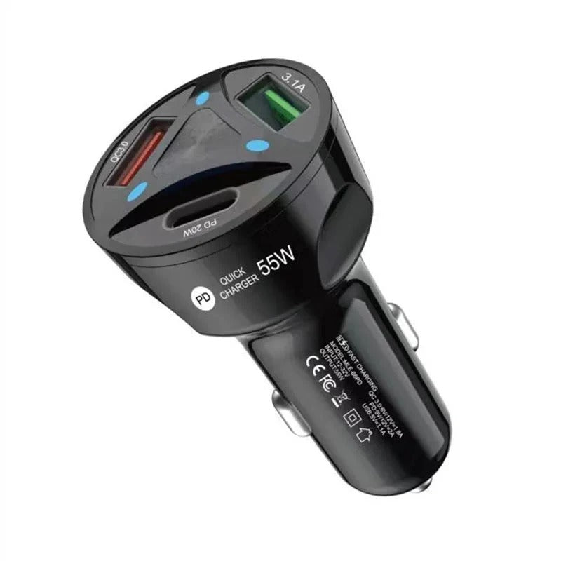 3 Port Car Charger Adapter - 50W Fast Charger