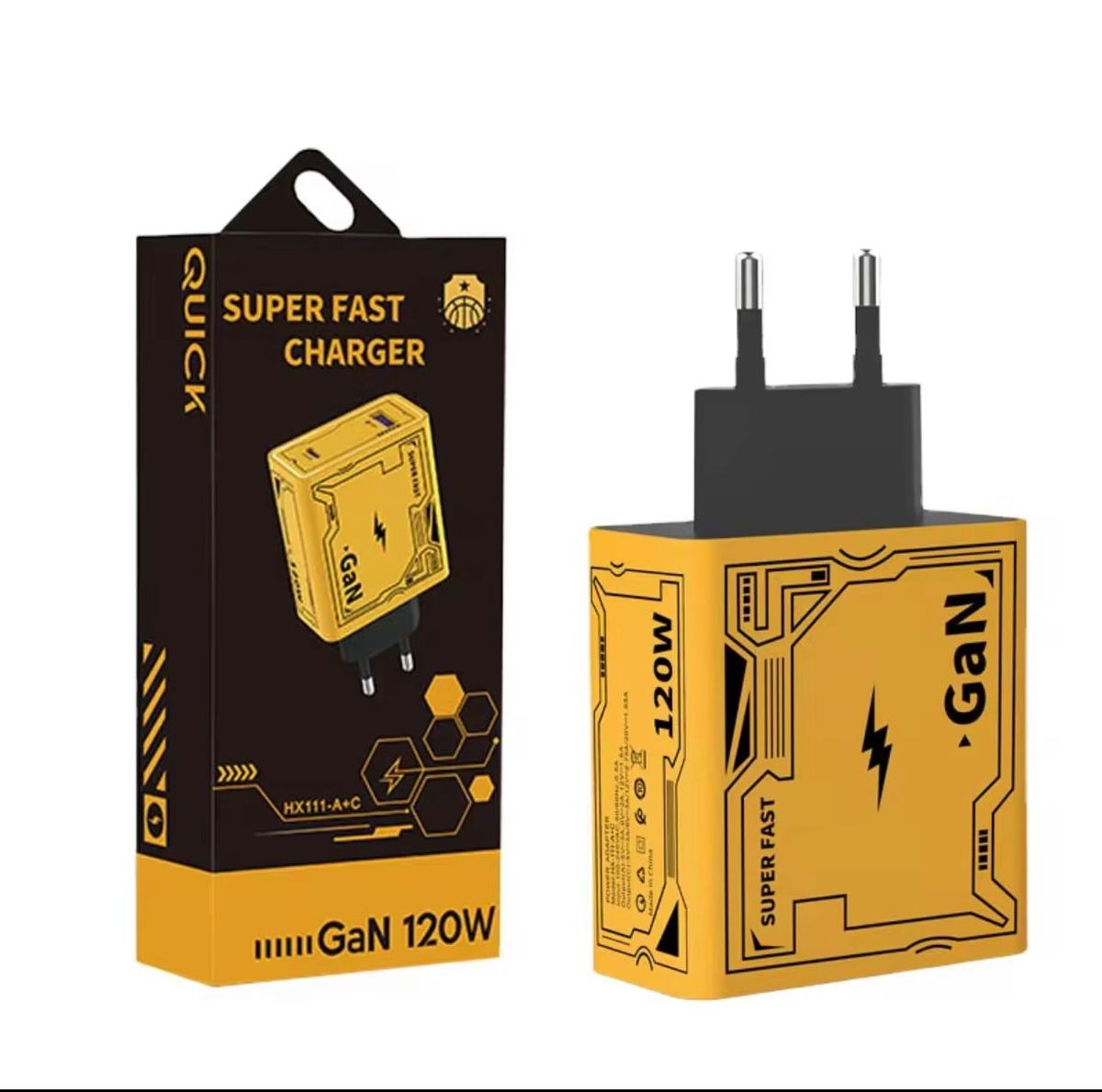 120W GaN Fast Charger | PD & QC3.0 Wall Adapter with USB-C & USB-A