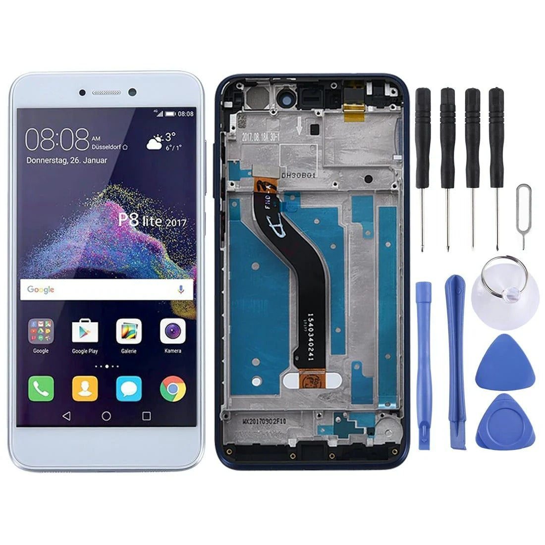 Huawei P8 Lite (2017) White LCD Screen & Digitizer with Frame