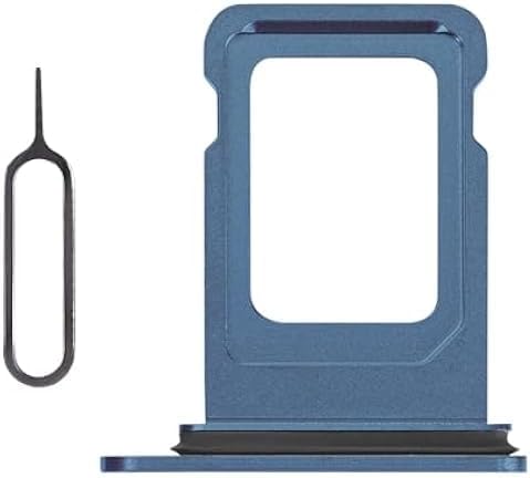 SIM Card Slot Tray Holder Replacement Compatible with iPhone 13 - Incl. SIM Pin (Single - Dual Sim Card Version) - Blue