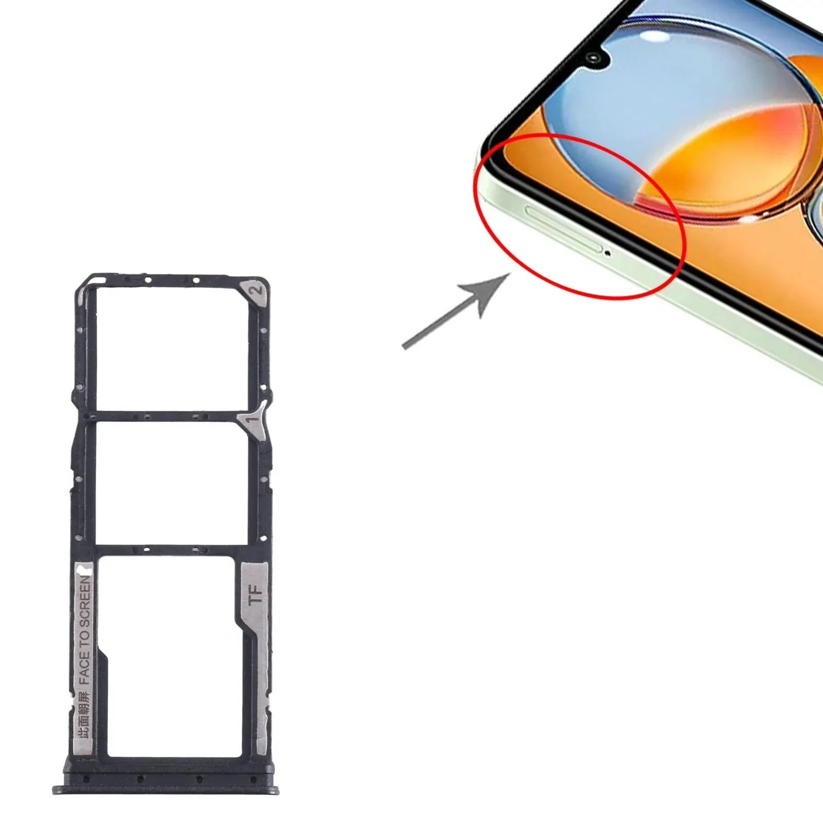 Xiaomi Redmi 13C SIM & SD Card Tray - Black