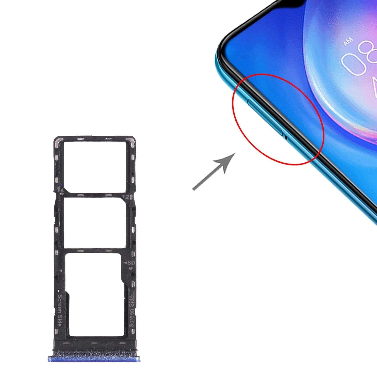 Tecno Spark 6 Air SIM & SD Card Tray (Blue) - KE6/KE6J/KF6
