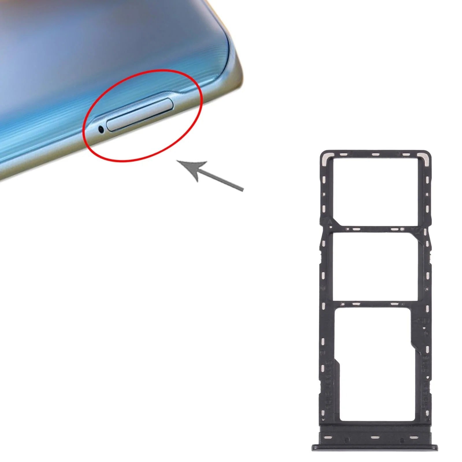 Tecno Spark 7 Pro SIM & SD Card Tray - Black