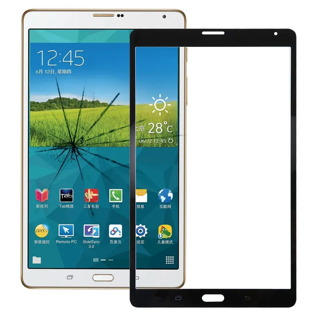 Galaxy Tab S 8.4 LTE (T705) Black Front Glass Lens Replacement