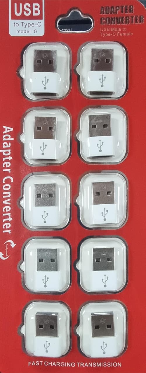 USB Male to Type C Female Converter Packet of 10