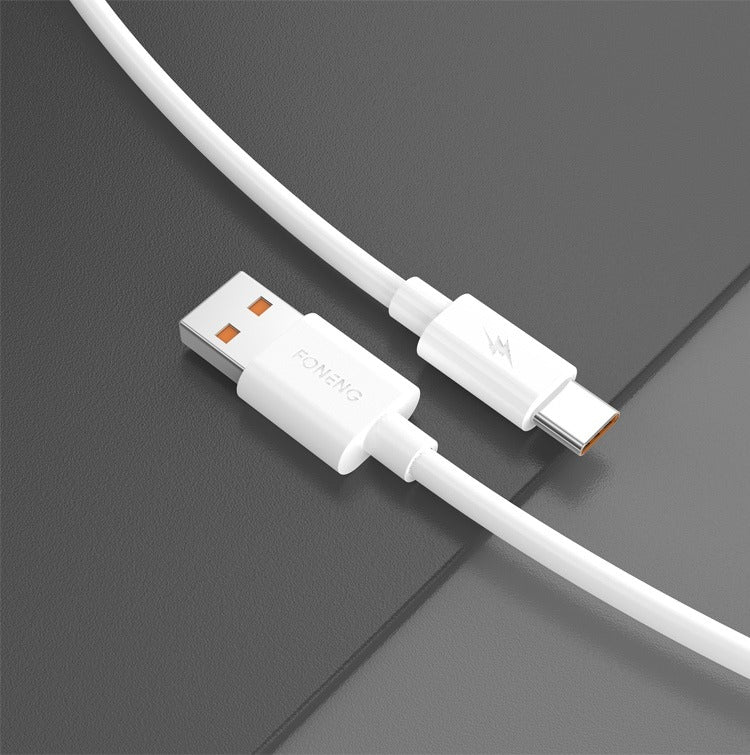 Foneng X67 Fire Core USB to USB-C Cable, 5A, 1m (White)