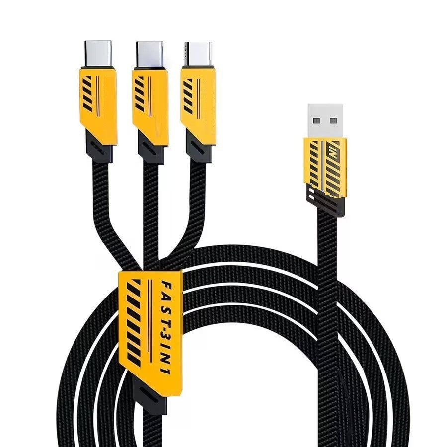 3-in-1 Fast Charging USB Cable (Model I-04) – Multi-Connector Data & Charging Cable, Up to 240W Power