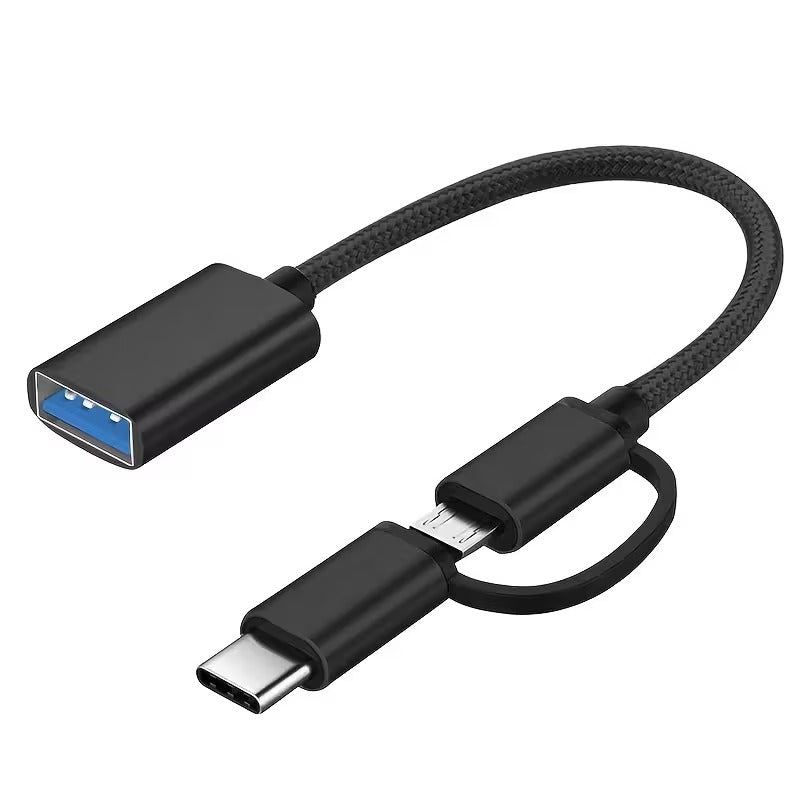 2-in-1 OTG Adapter, USB to USB C & Micro USB 3.0 Converter with Fast Charging, High-Speed 5Gbps Data Transfer
