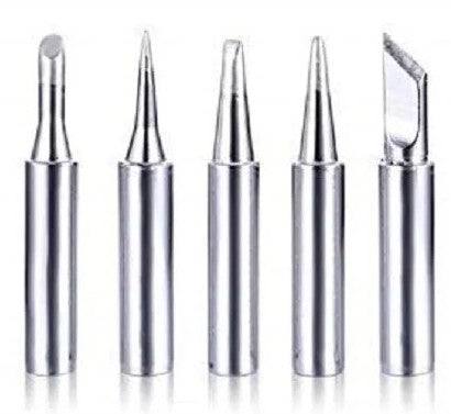Professional Soldering Iron Tips Set, Silver, 5 Pieces, Replacement Tips for Electronics Repair