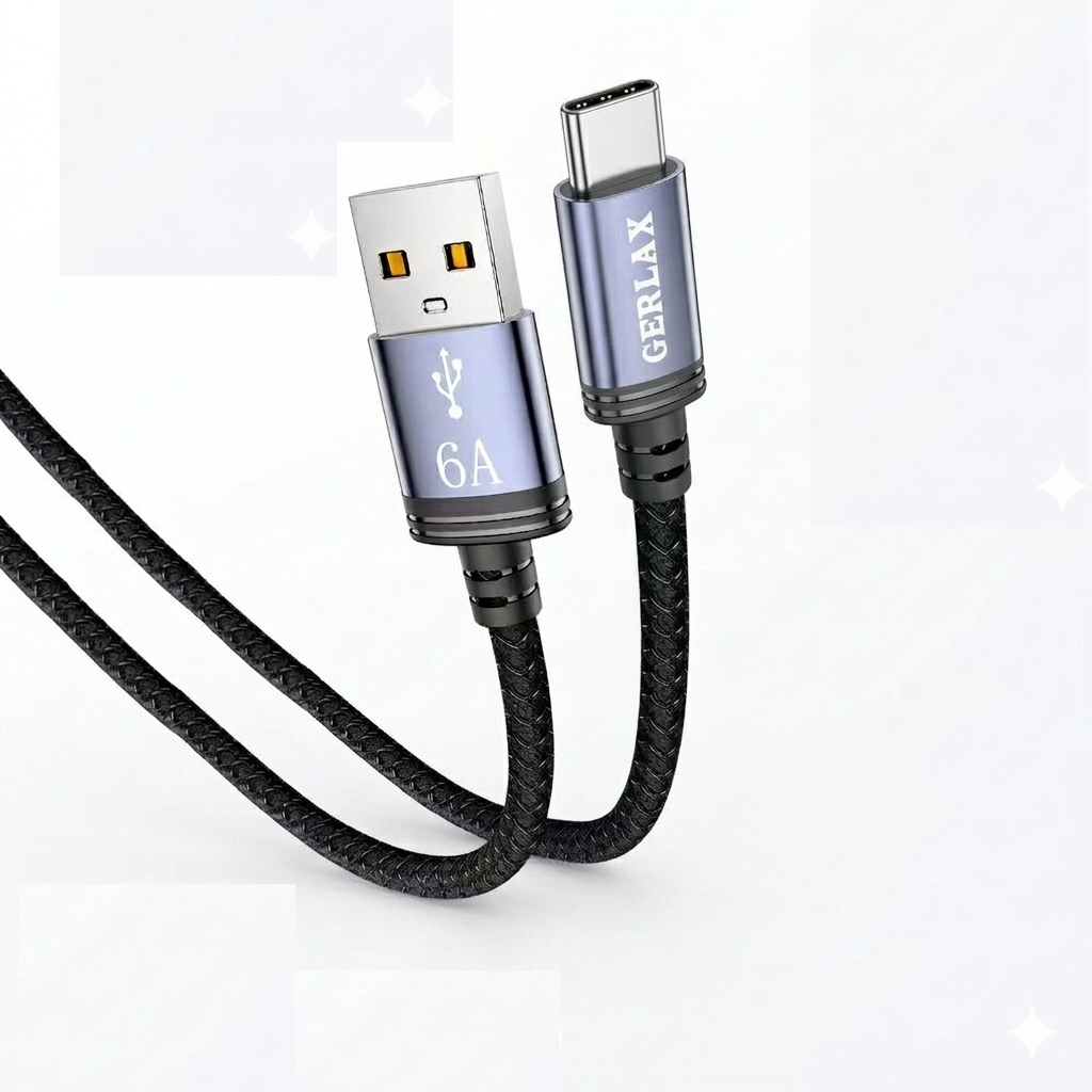 Gerlax D20 Fast Charging Cable (1M) | USB-A to Lightning / Micro USB / Type-C | 6A High Speed Charging | Flexible Design